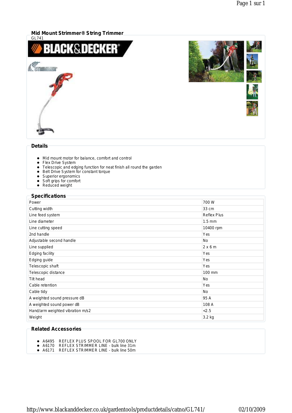 Black & decker GL741 DATASHEET