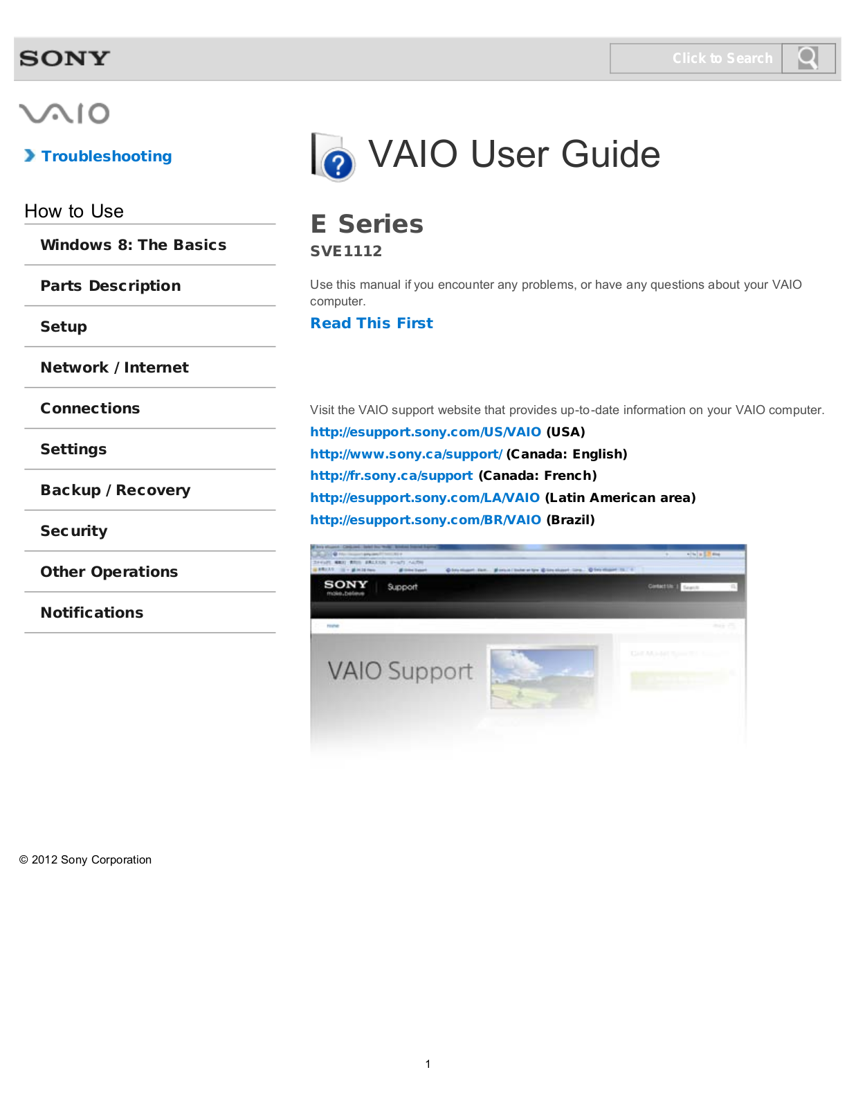 Sony SVE1112 User Manual