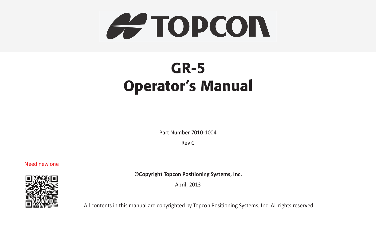 Topcon America F90901 User Manual