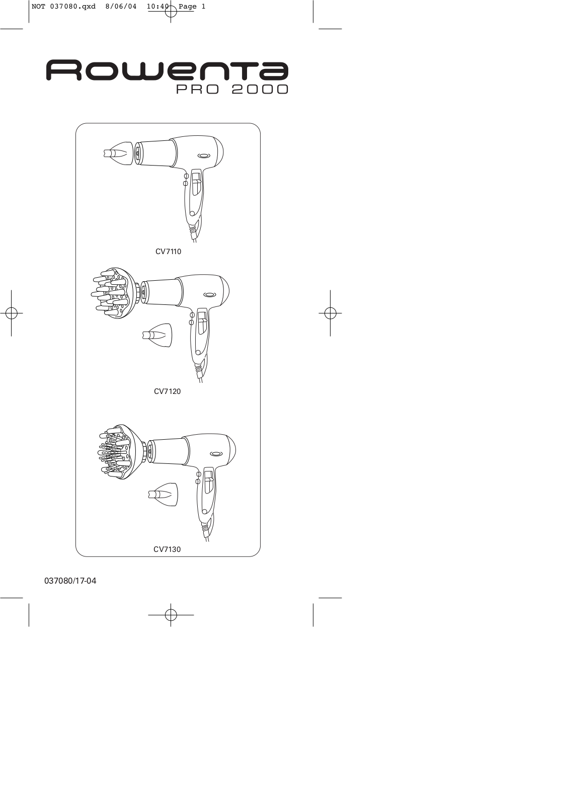 Rowenta CV7010 User manual