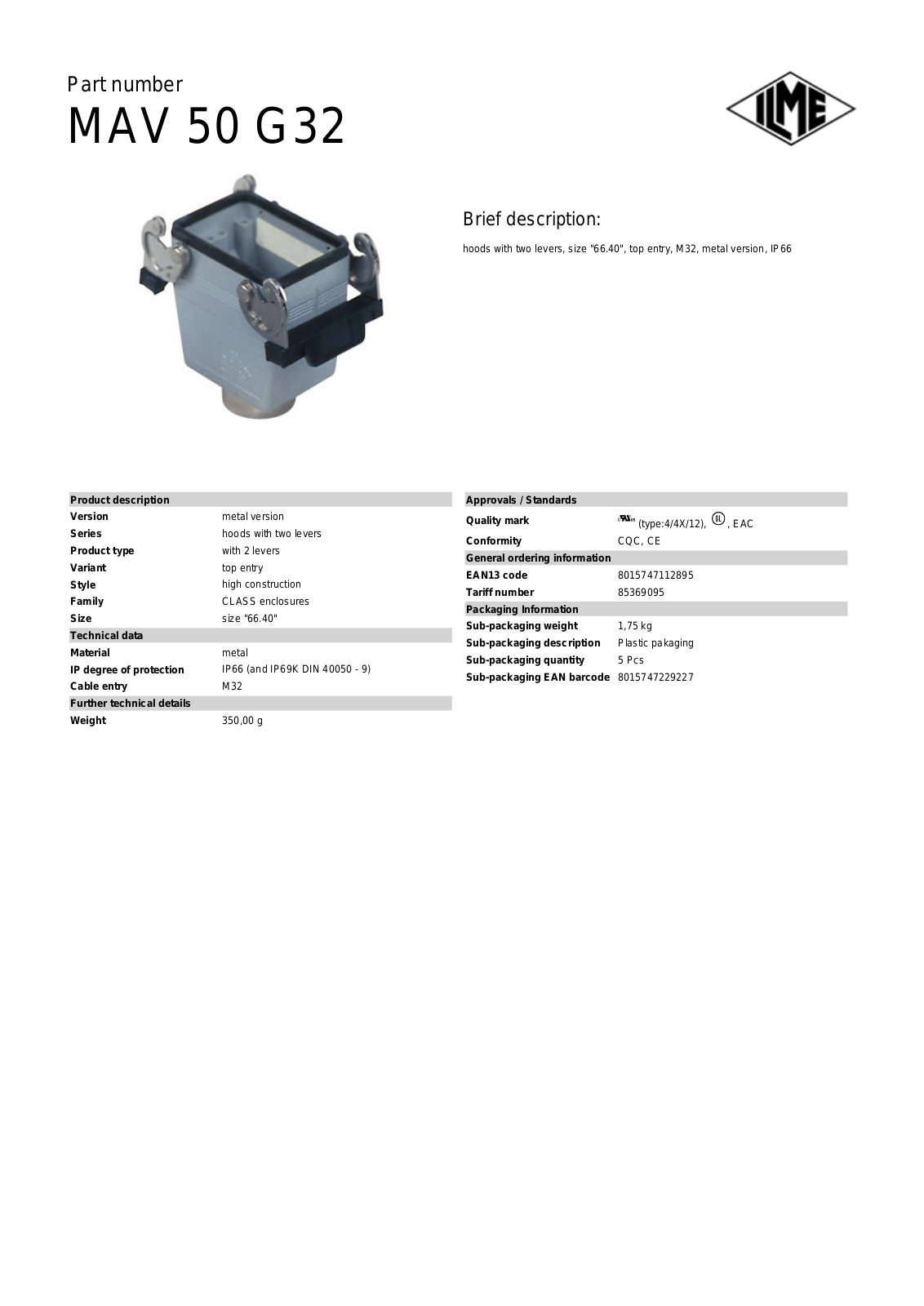 ILME MAV-50G32 Data Sheet