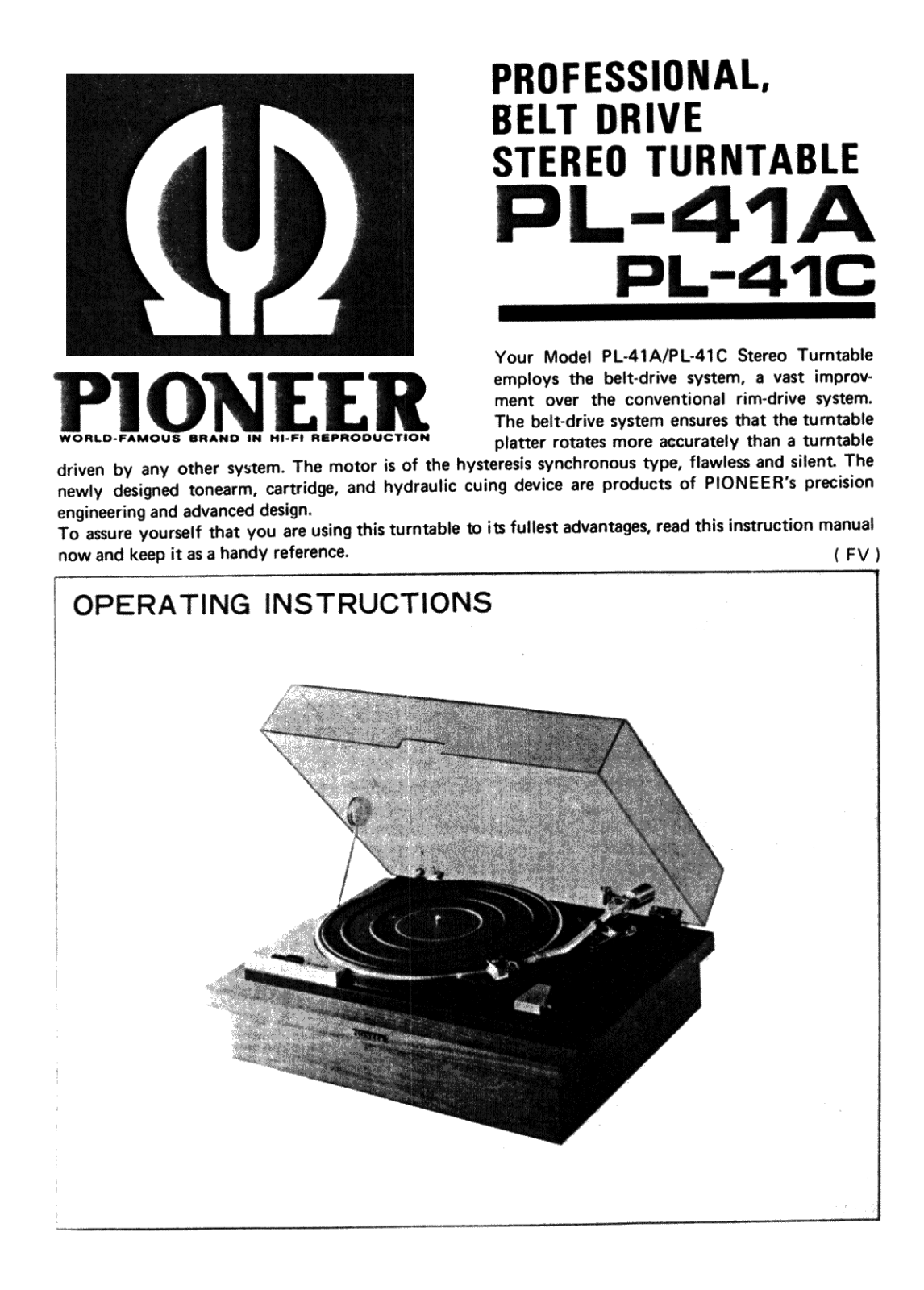 Pioneer PL-41-A, PL-41-C Owners manual