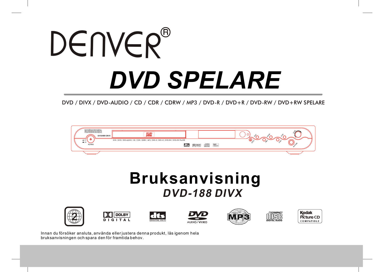 Denver DVD-188DIVX Instruction Manual