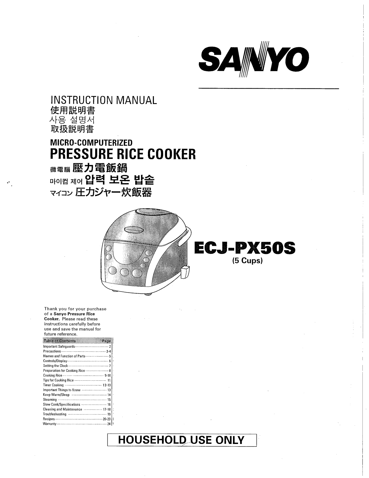 Sanyo ECJ-PX50S User Manual