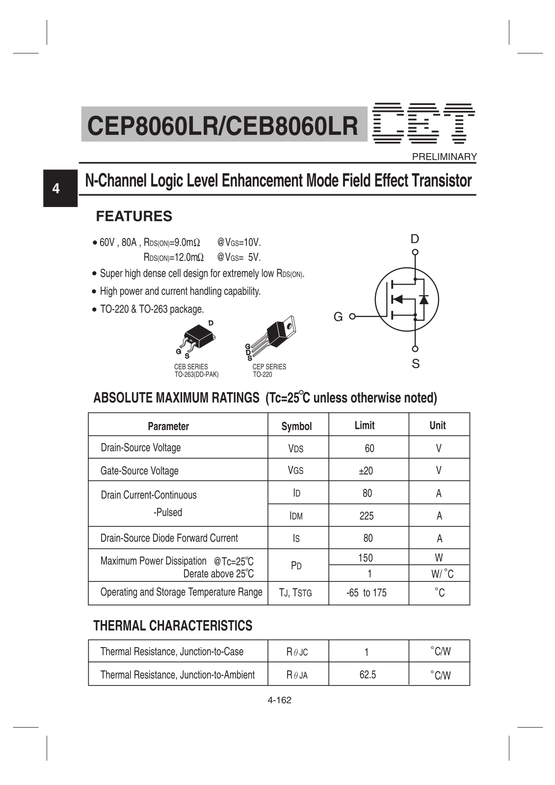 CET CEP8060LR, CEB8060LR Datasheet