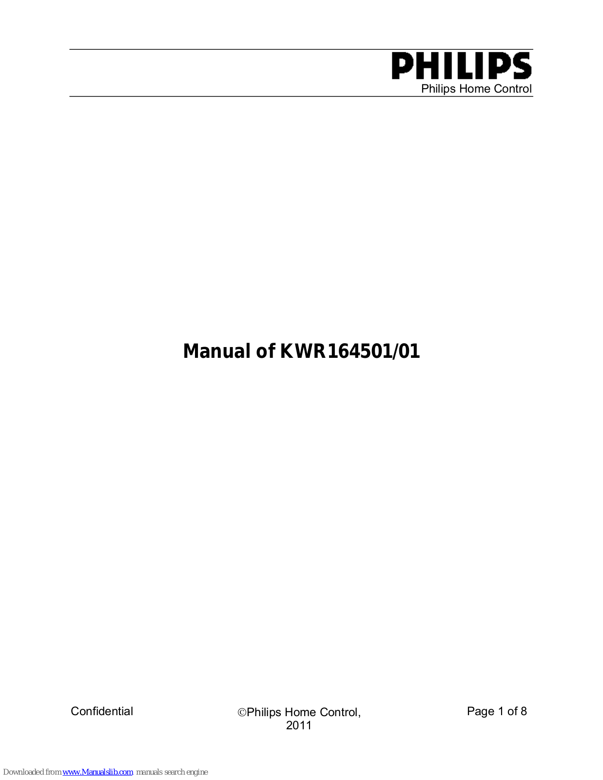 Philips KWR164501/01 User Manual