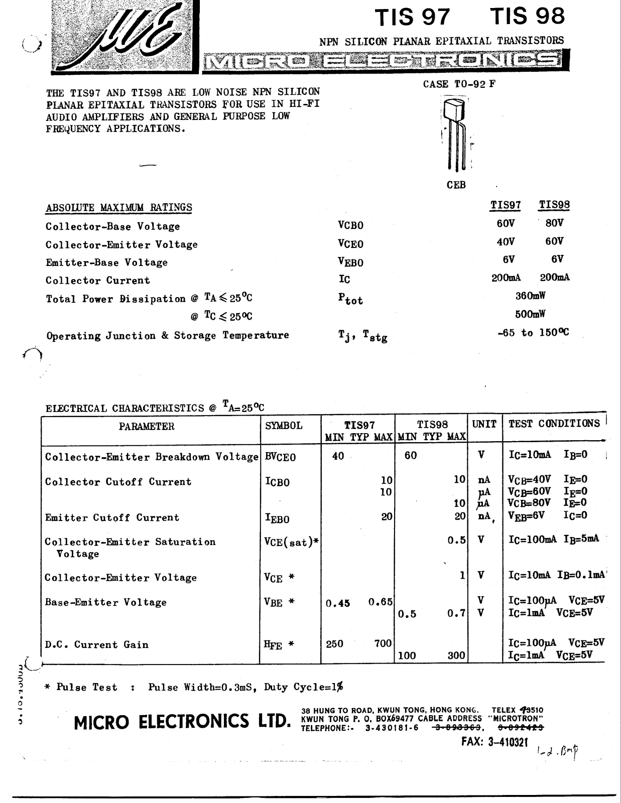 ME TIS98 Datasheet