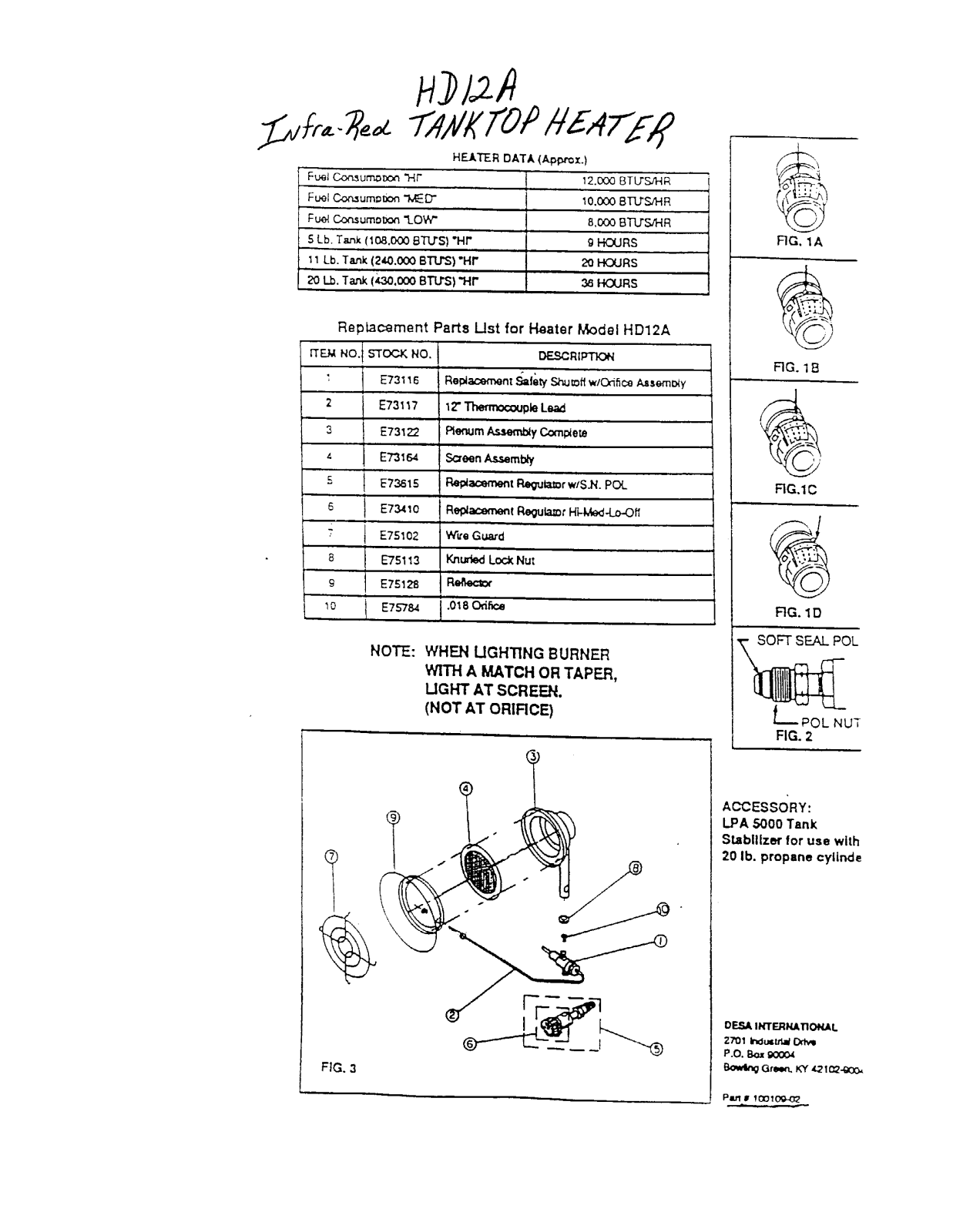 Desa Tech HD12A Owner's Manual