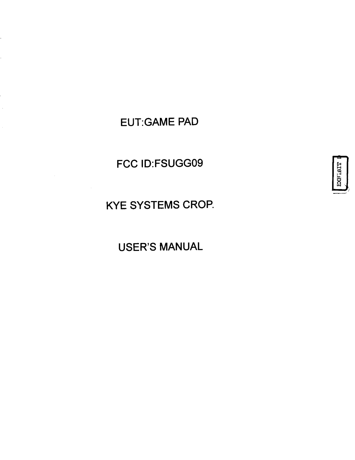 KYE SYSTEMS GG09 User Manual