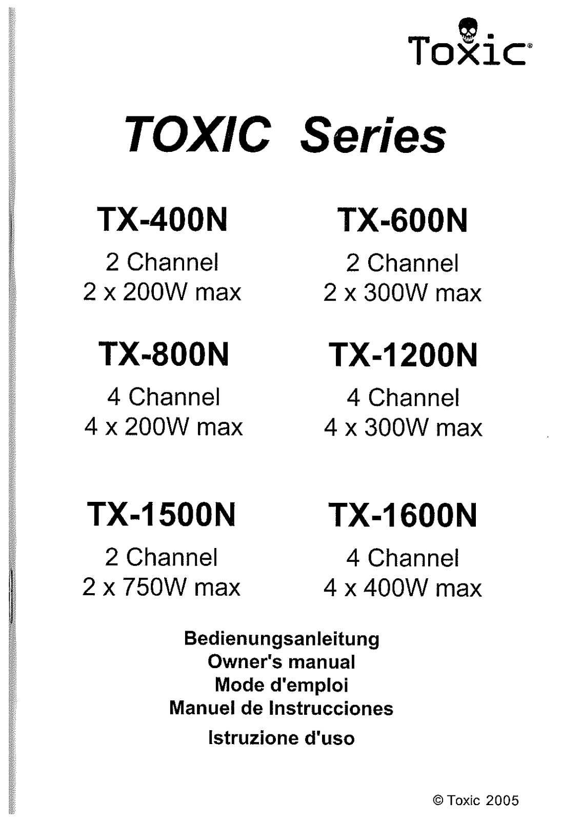 TOXIC TX-800N User Manual - ManualMachine.com