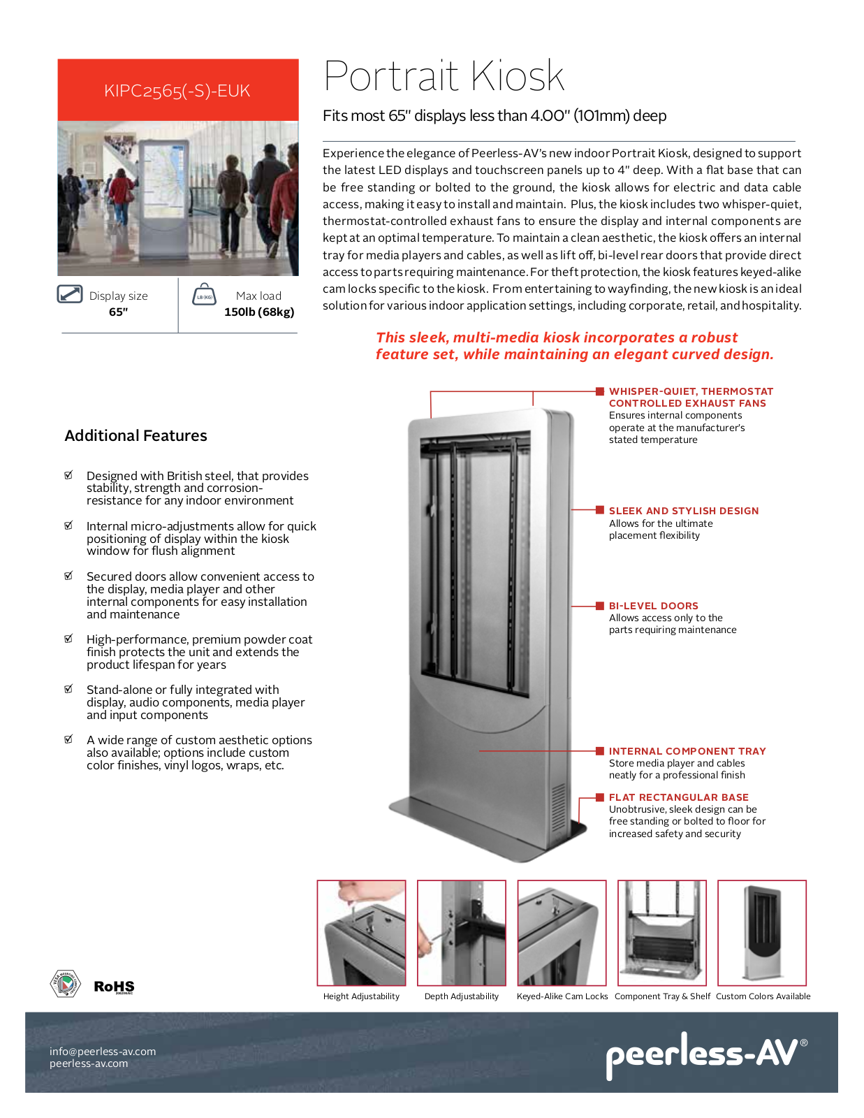 Peerless-AV KIPC2565, KIPC2565-S Specsheet