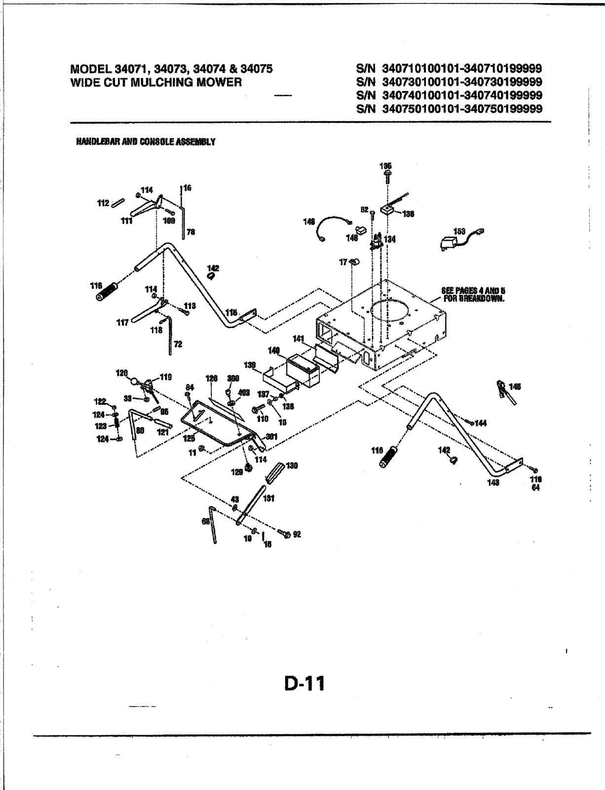 Mtd 34073, 34071, 34075, 34074 parts list