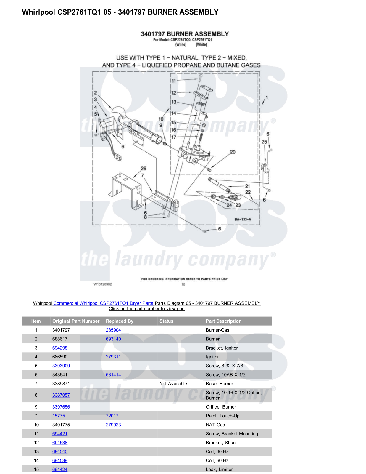 Whirlpool CSP2761TQ1 Parts Diagram