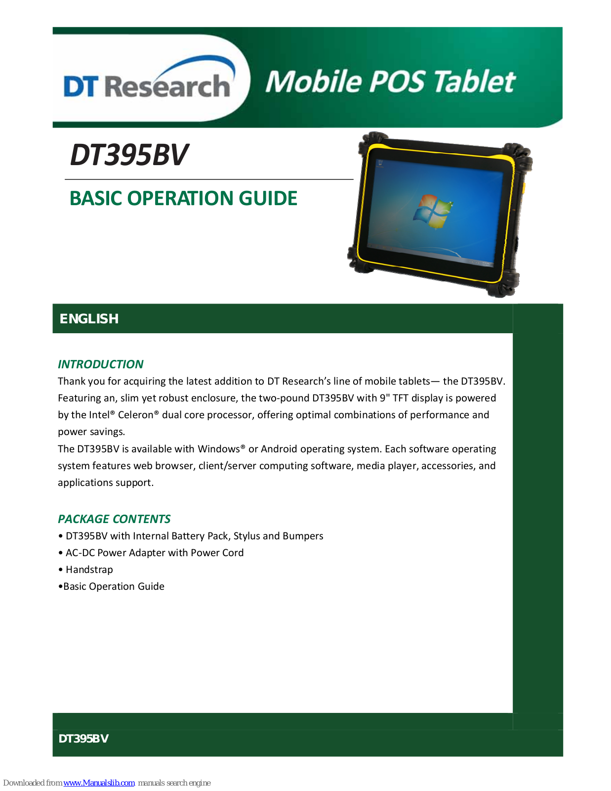 DT Research DT395BV Basic Operation Manual