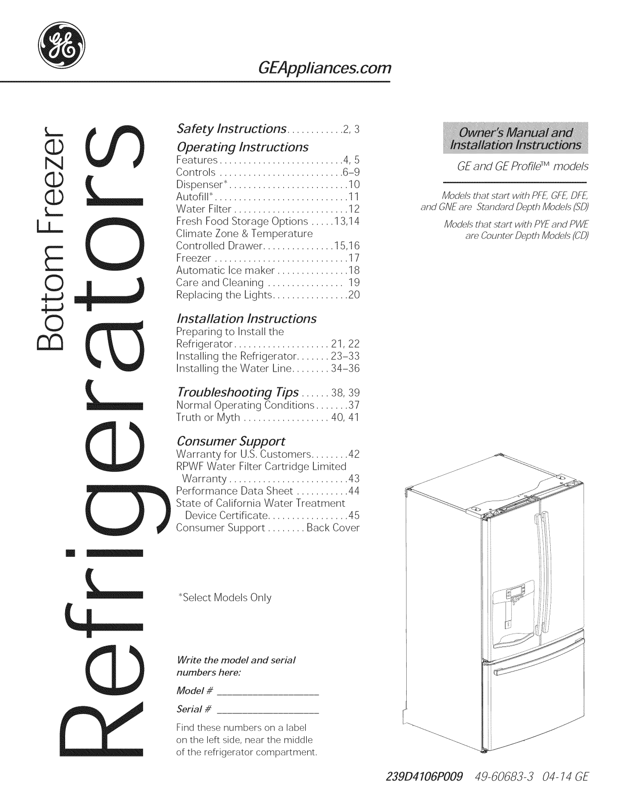 GE PYE23PSDESS, PYE23PSDCSS, PYE23PSDBSS, PYE23PSDASS, PYE23KSDESS Owner’s Manual - ManualMachine.com