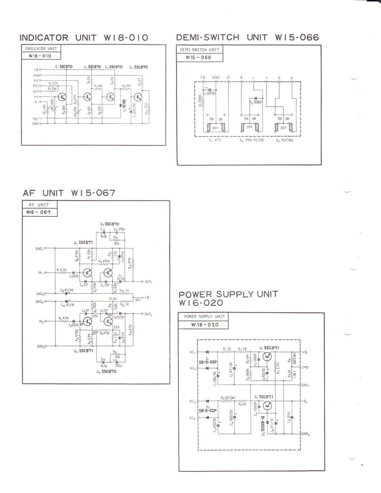 Pioneer W18-010, W15-066, W15-067, W16-020 Schematic