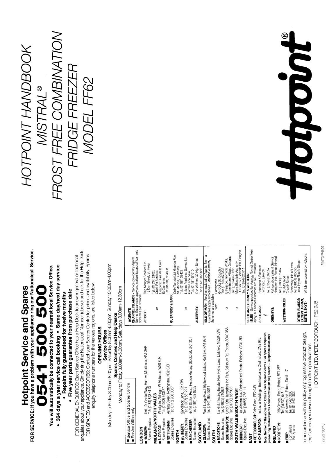 Hotpoint-Ariston HBFF62 User Manual