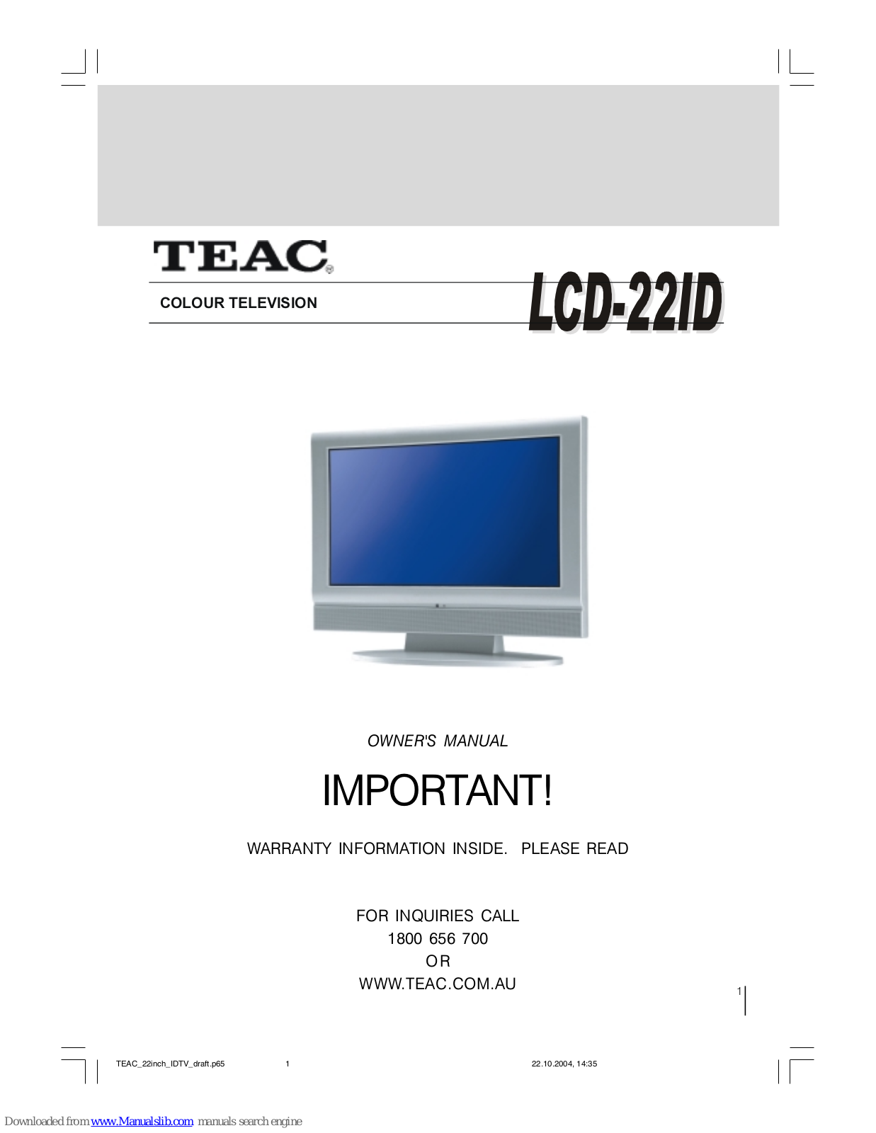 Teac LCD-22ID Owner's Manual