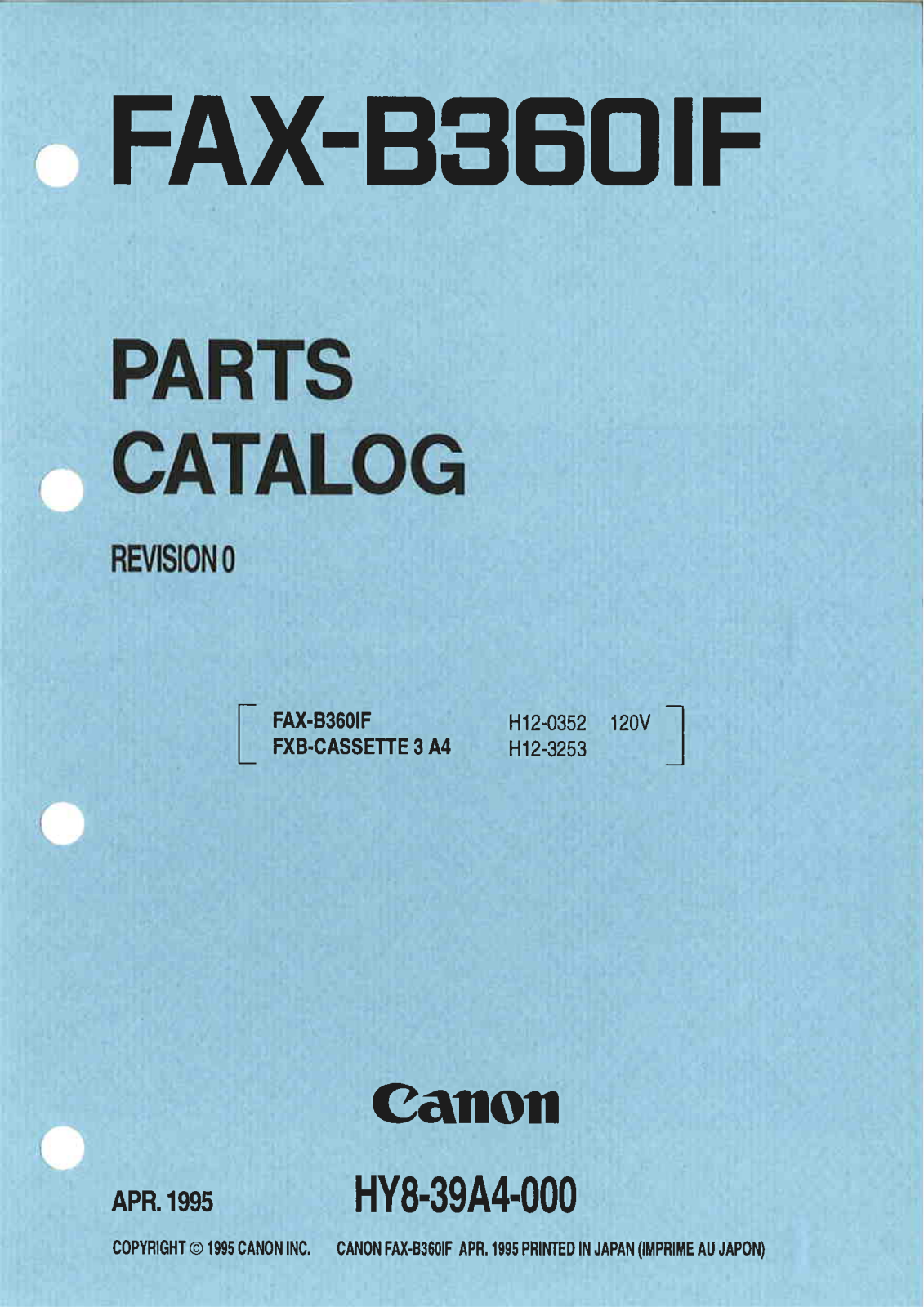 Canon FAX-B360IF PARTS CATALOG