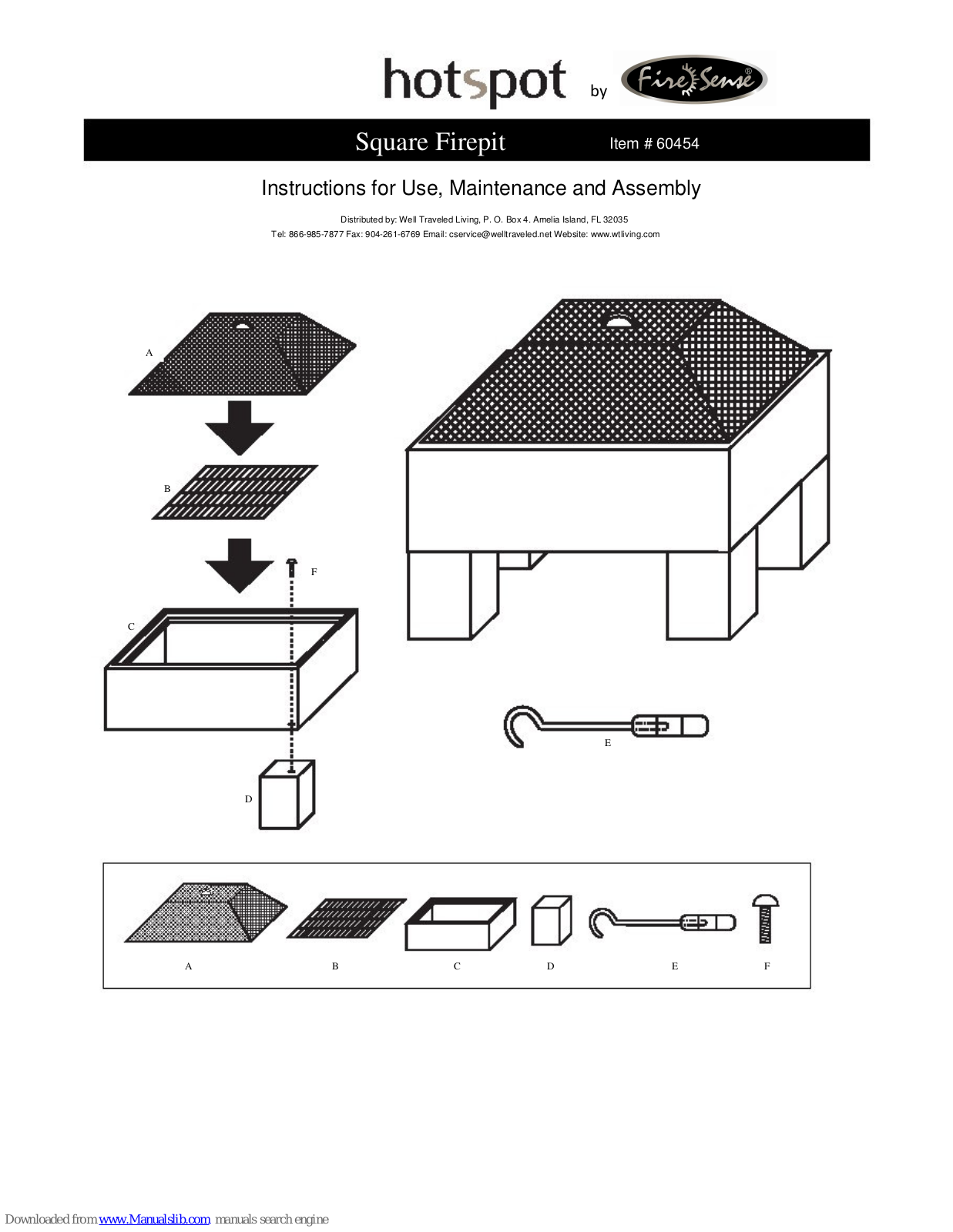 Fire Sense 60454, Hotspot 60454 Instructions For Use, Maintenance And Assembly