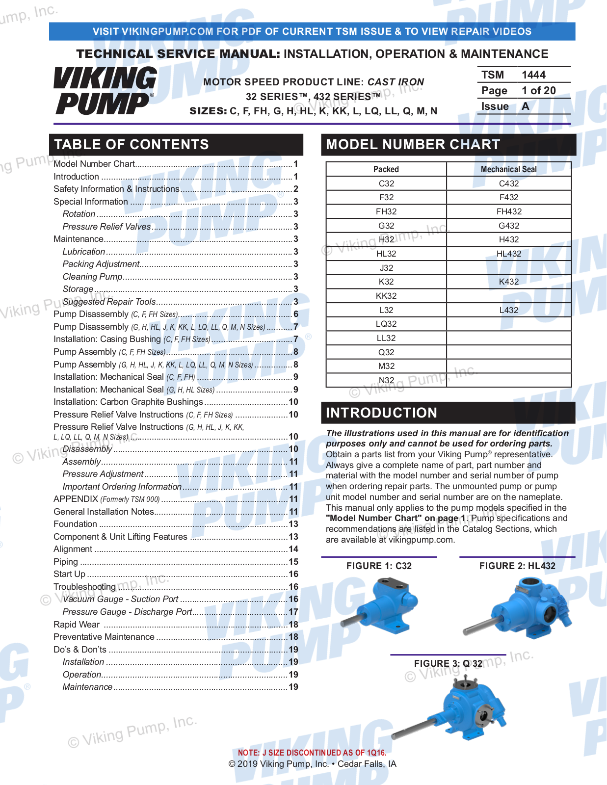 Viking pump 32 Series, 432 Series, H32, G32, H432 Technical & Service Manual