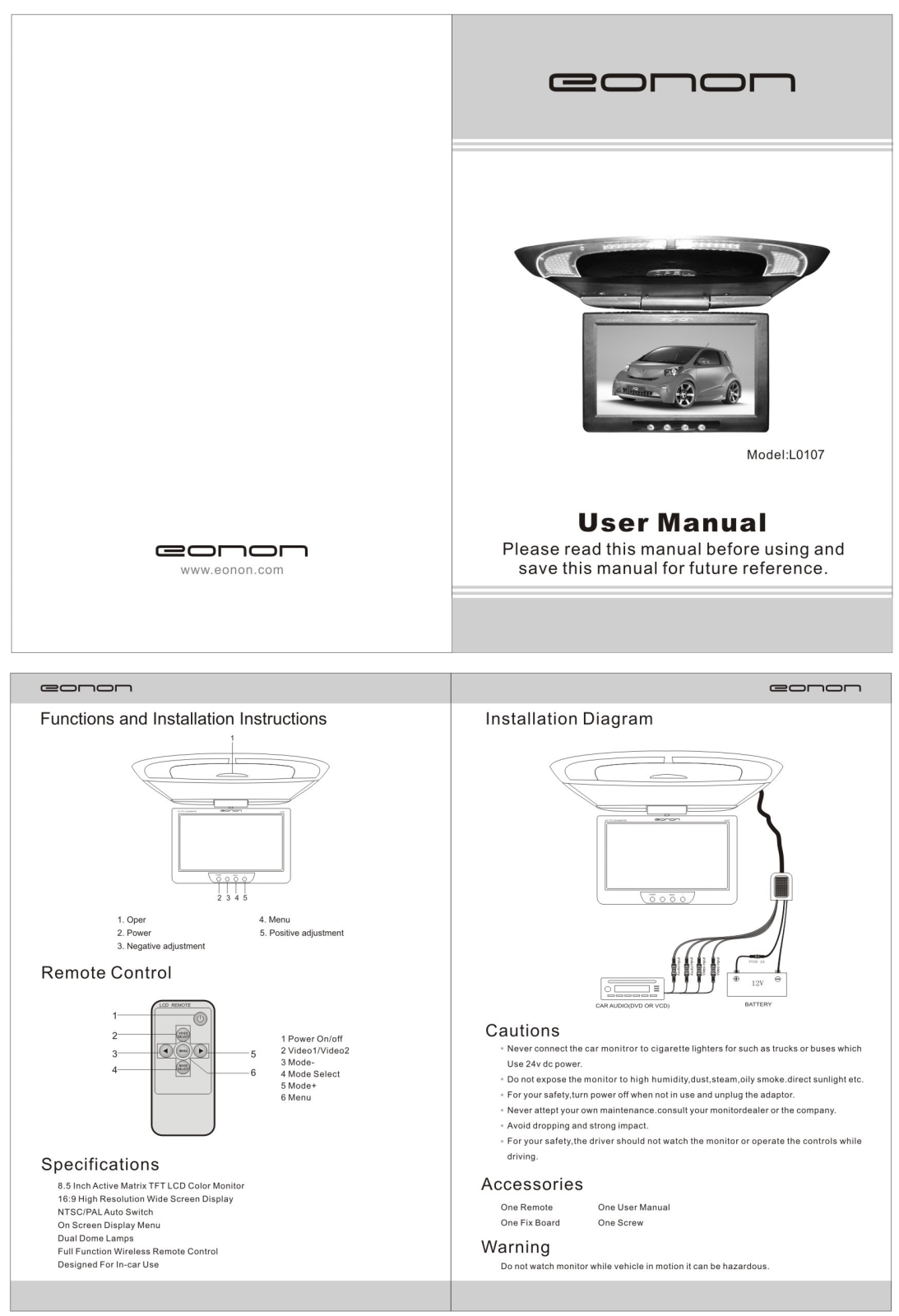 Eonon L0107 Instruction Manual