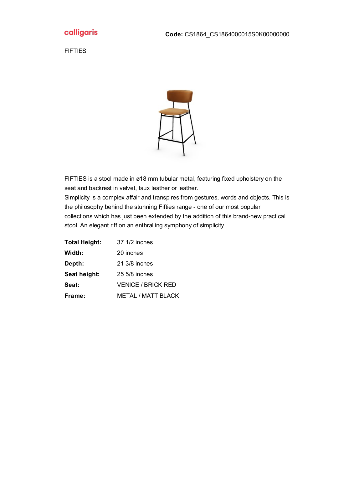 Calligaris GN10072 Specifications - ManualMachine.com