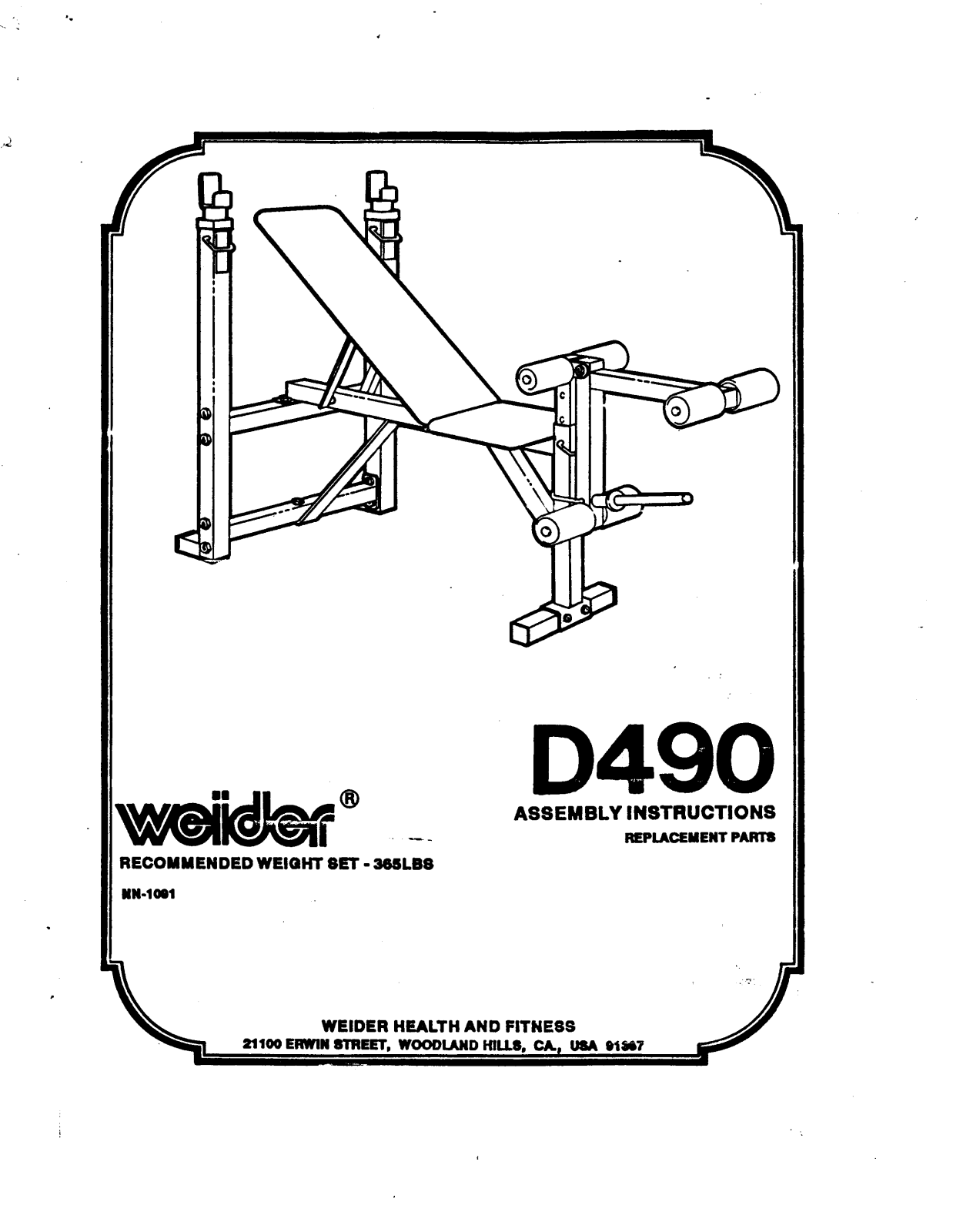 Weider D490 Owner's Manual