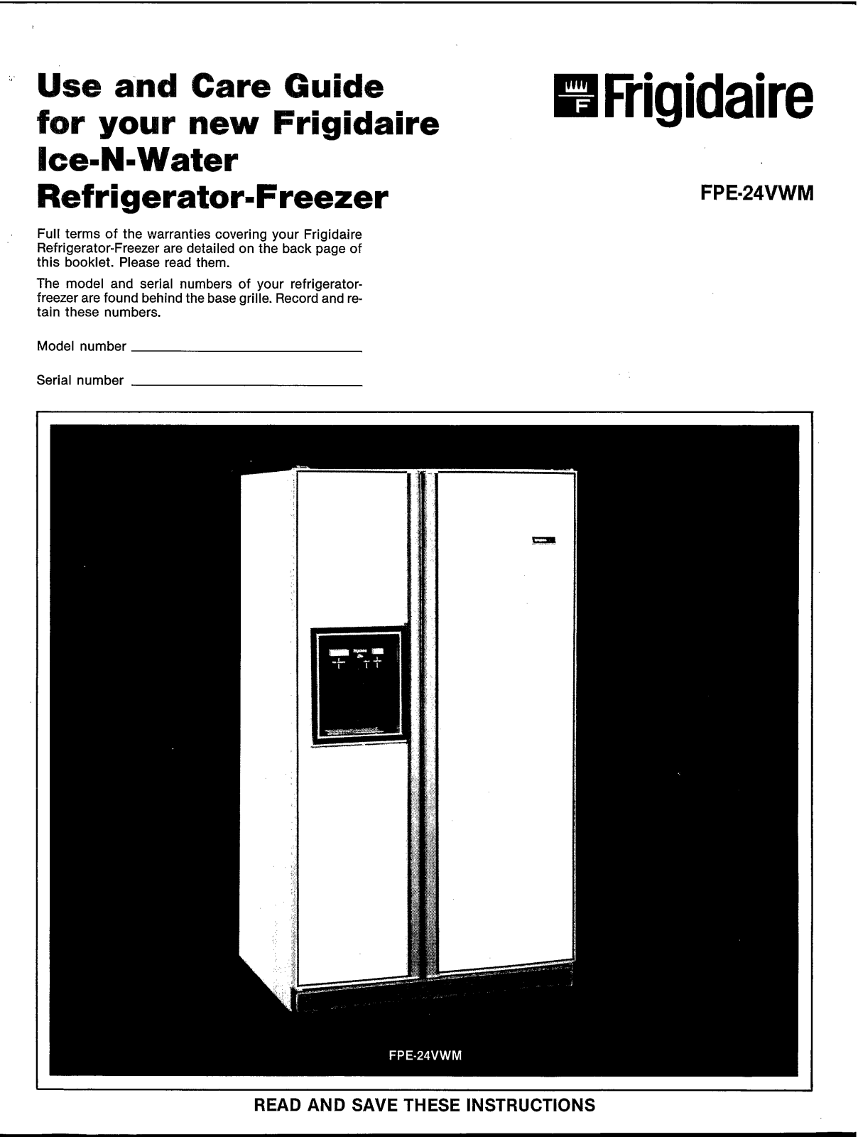 Frigidaire FPE-24VWM Owner's Guide