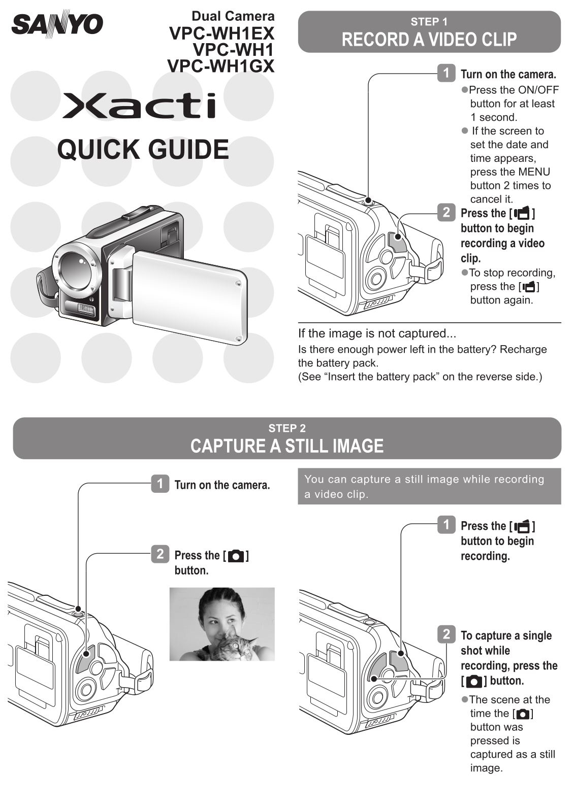 Sanyo VPC-WH1GX, VPC-WH1EX, VPC-WH1 Quick Start Guide - ManualMachine.com