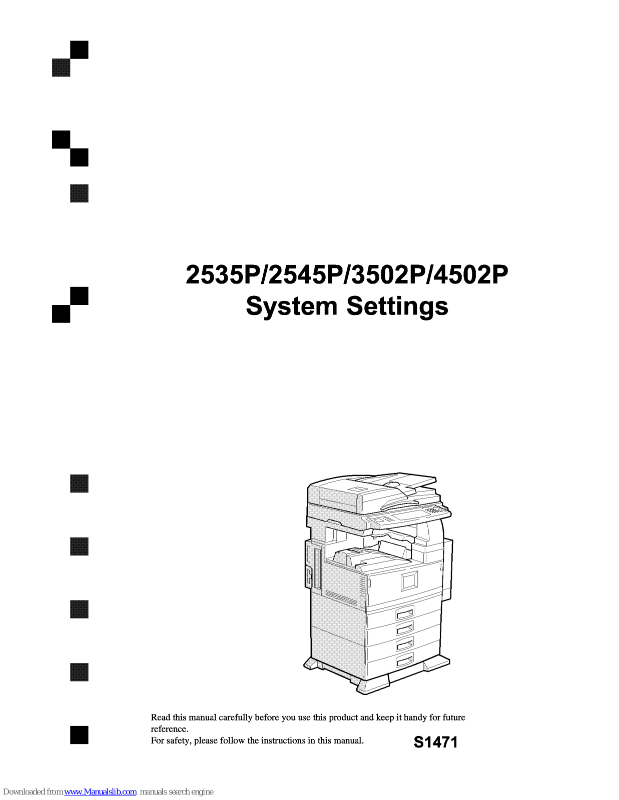 Savin 2535P,2545P,3502P,4502P System Settings Menu Manual