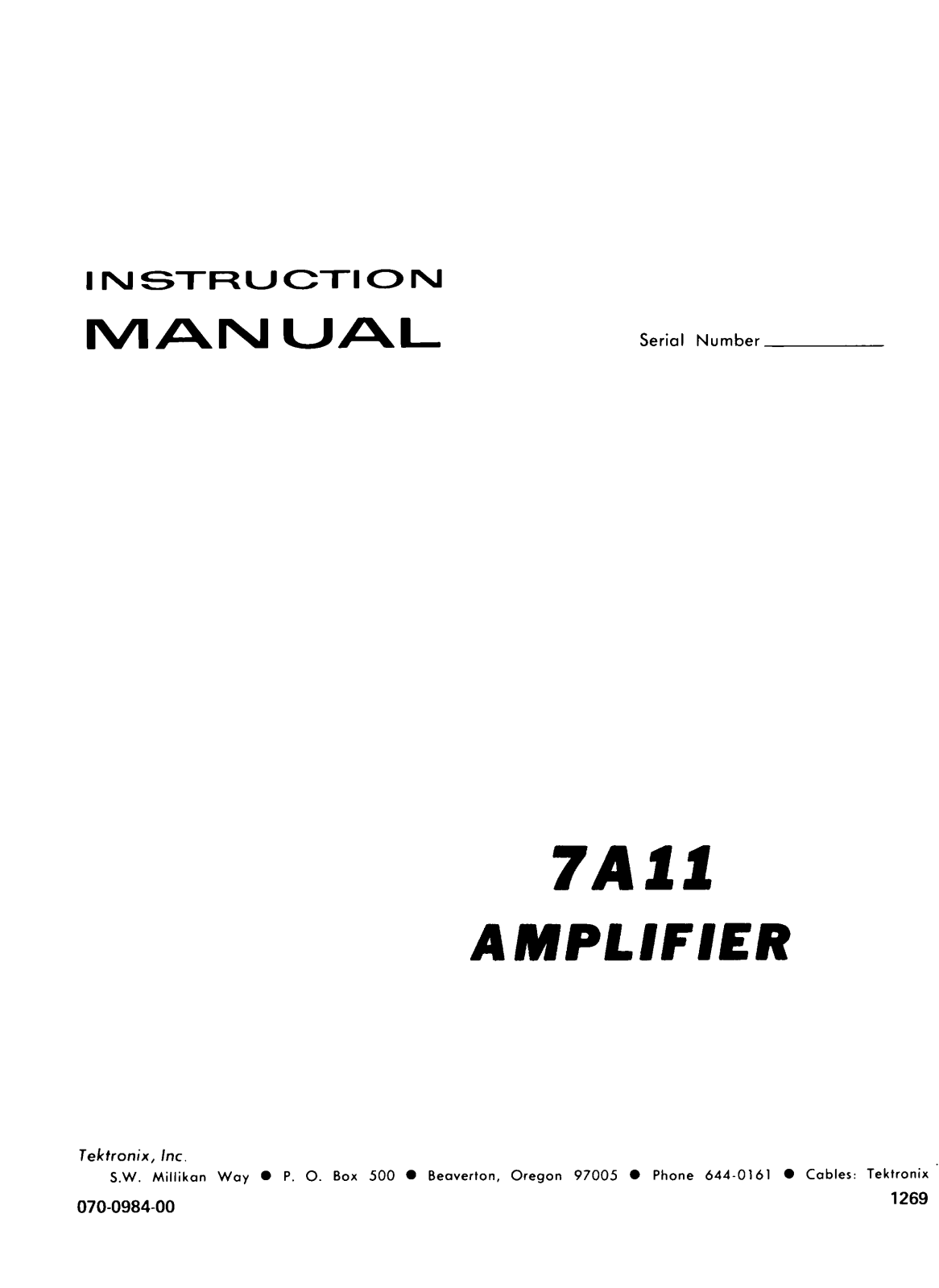 Tektronix 7A11 Service manual