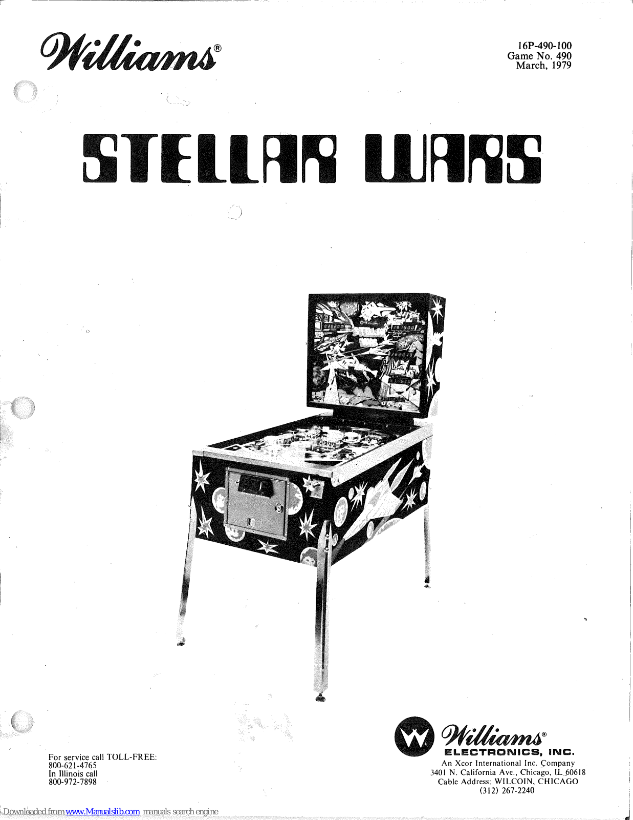 Williams Electronics Stellar Wars User Manual - ManualMachine.com
