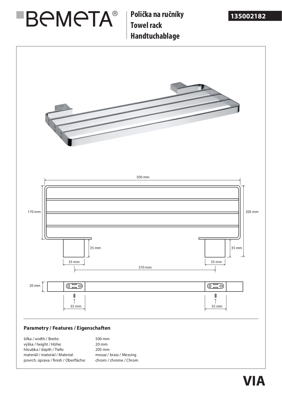 Bemeta Via 135002182 User guide