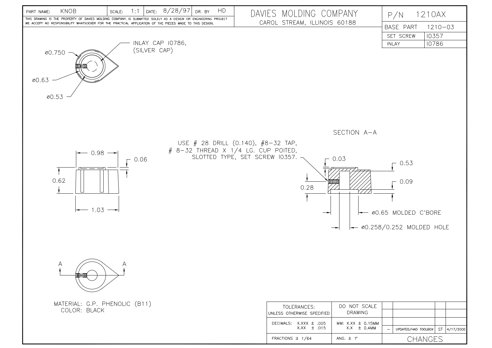 Davies Molding 1210AX Reference Drawing