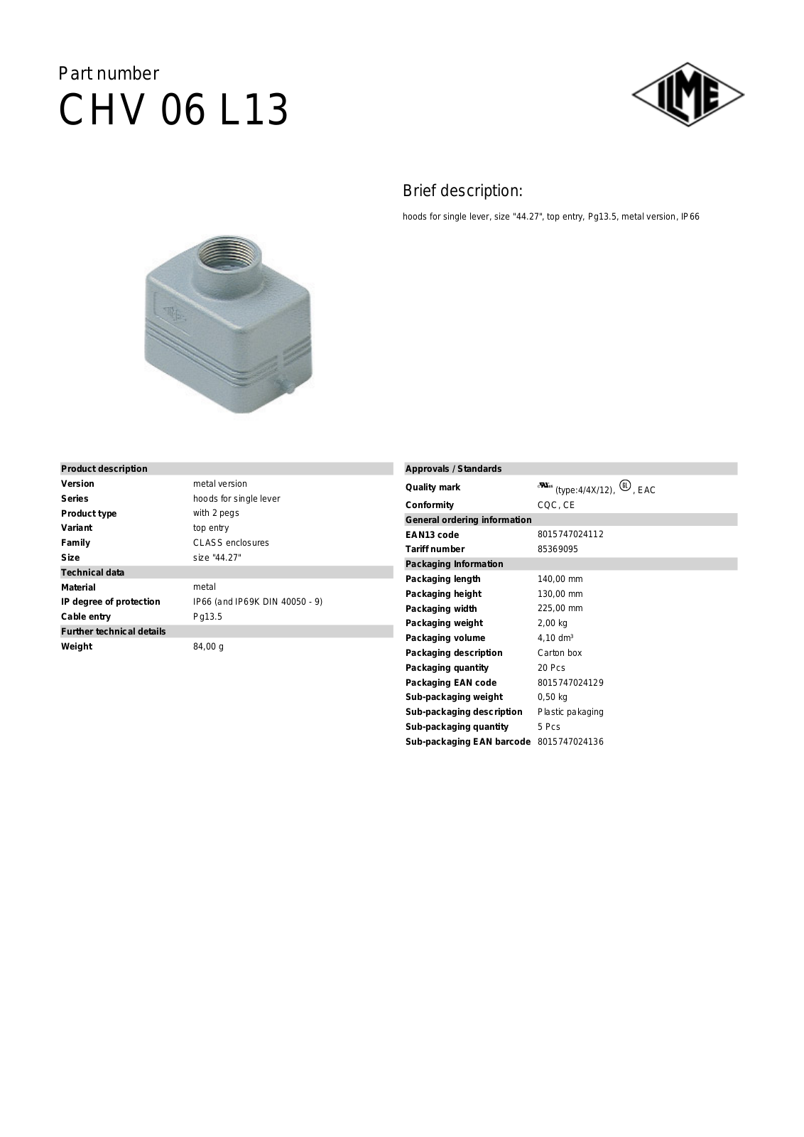 Datasheet CHV-06L13 Datasheet (ILME) - ManualMachine.com