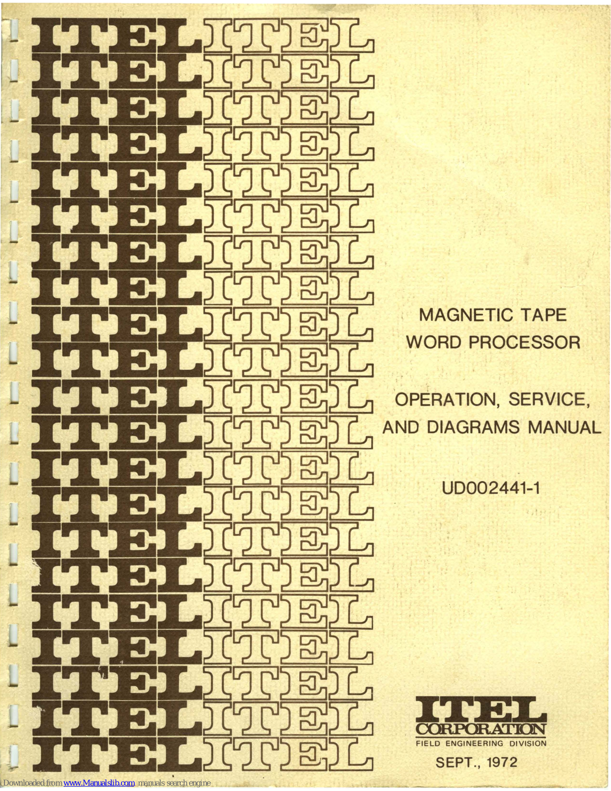 Itel UD002441-1 Operation, Service And Parts Manual - ManualMachine.com