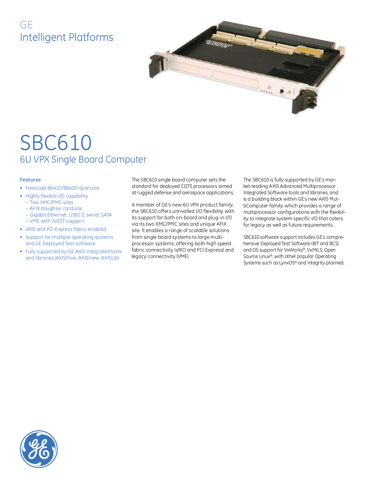 GE SBC610 Data Sheet