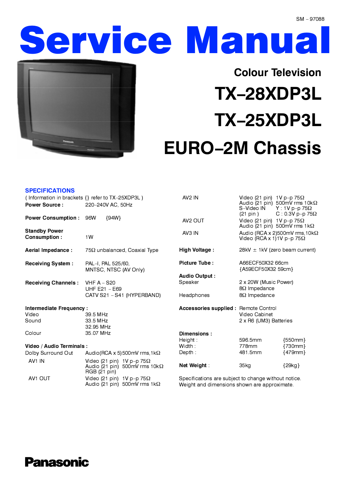 Panasonic TX28MD3P Schematic