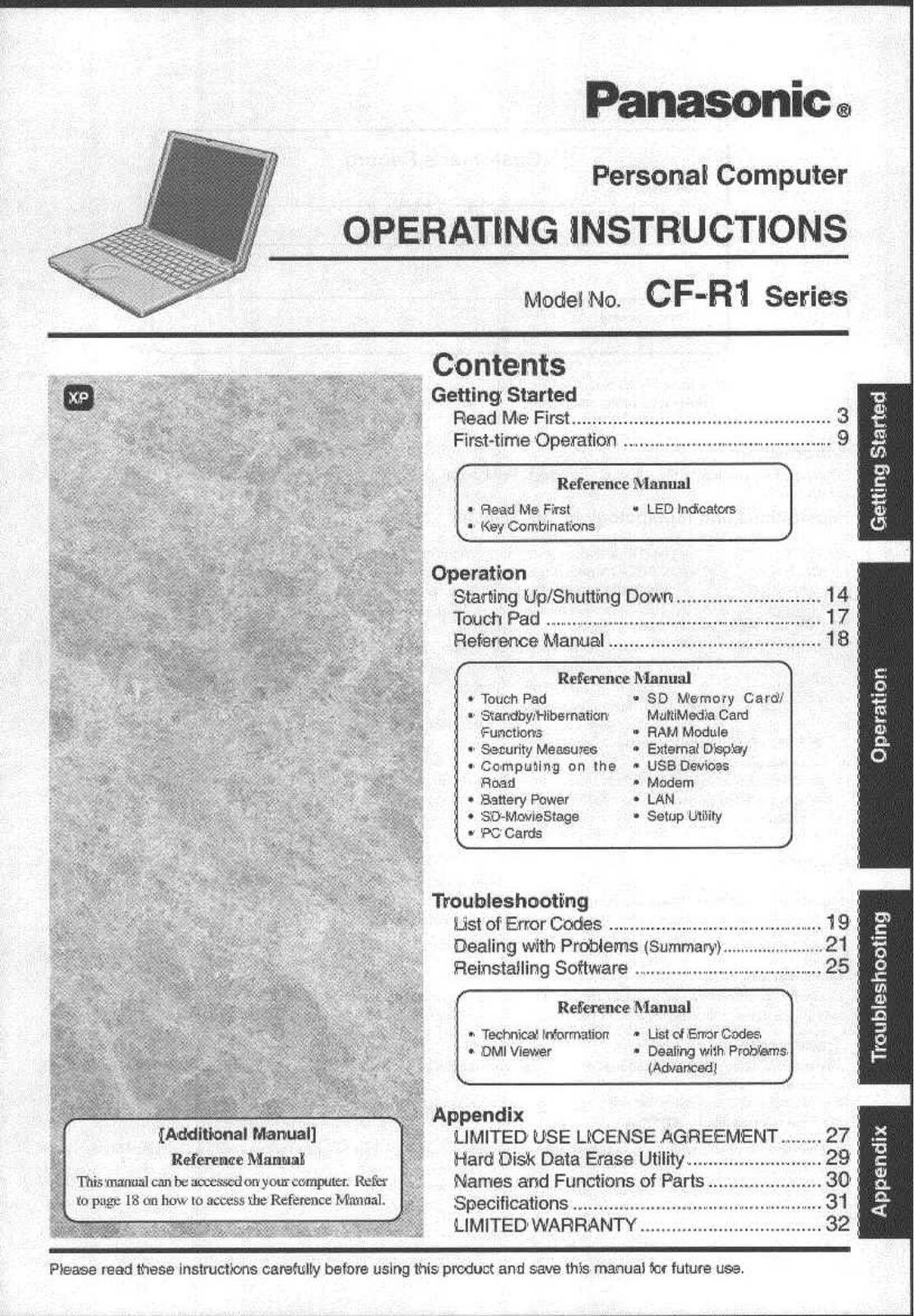 Panasonic CF-R1N62ZVKM User Manual