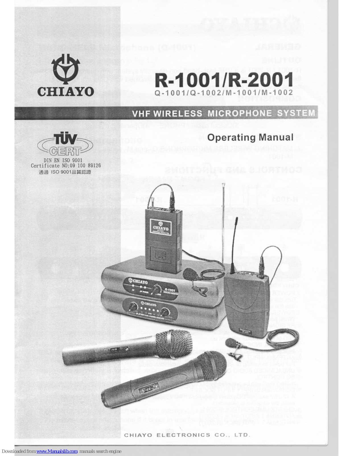 Chiayo R-1001, Q-1002, R-2001, Q-1001, M-1001 Operating Manual - ManualMachine.com