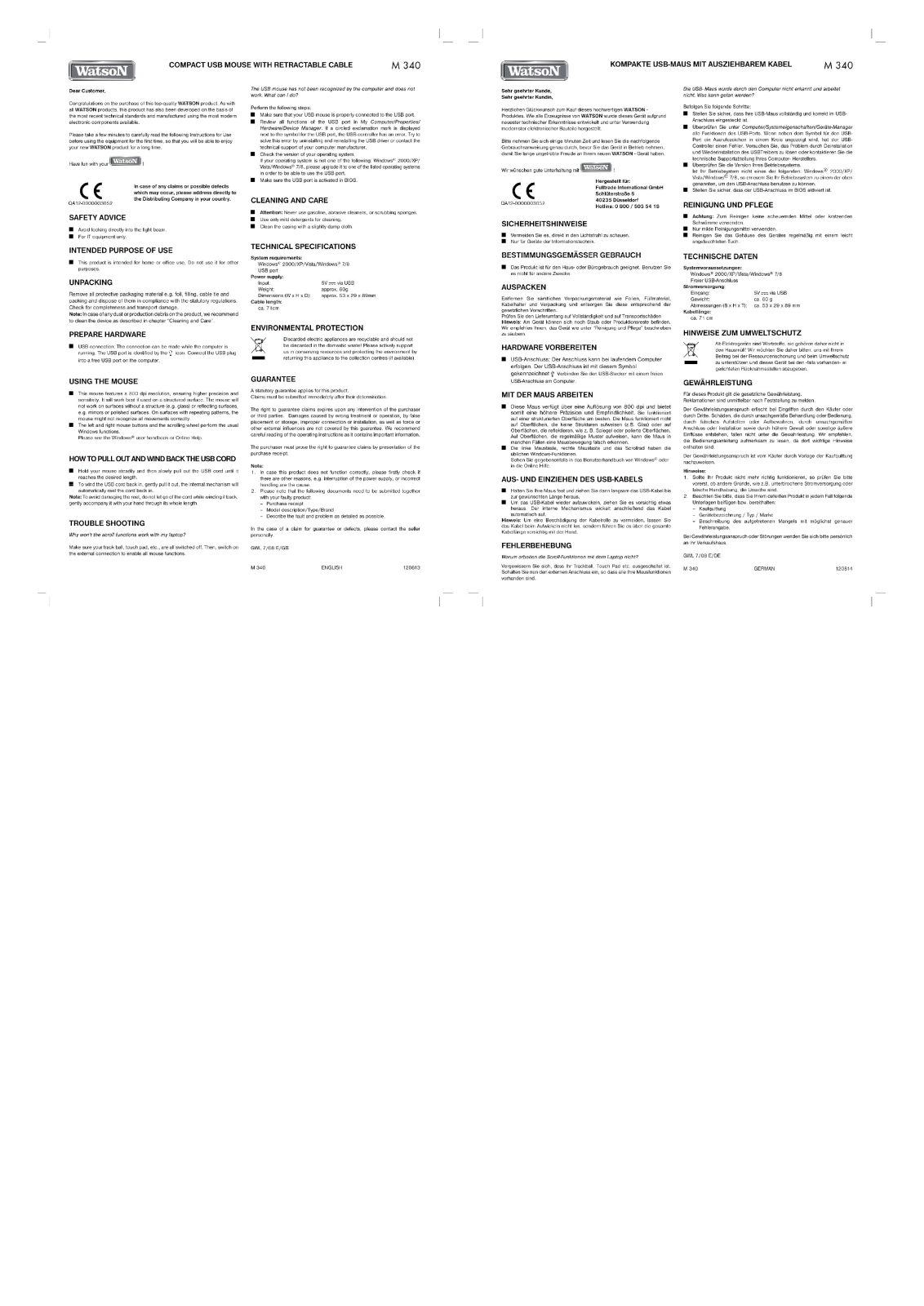 Watson M 340 User Manual