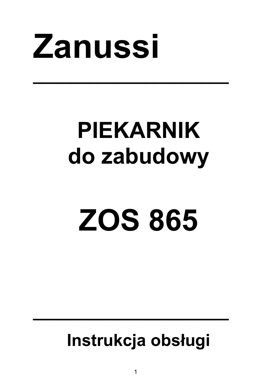 Zanussi ZOS865QX User Manual