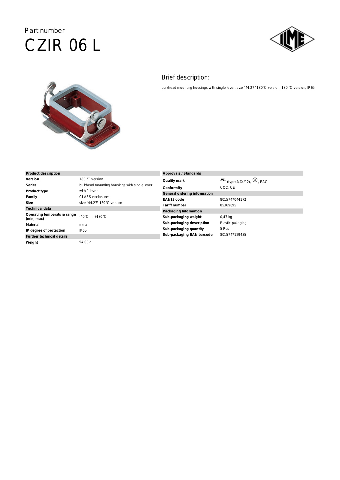 ILME CZIR-06L Data Sheet