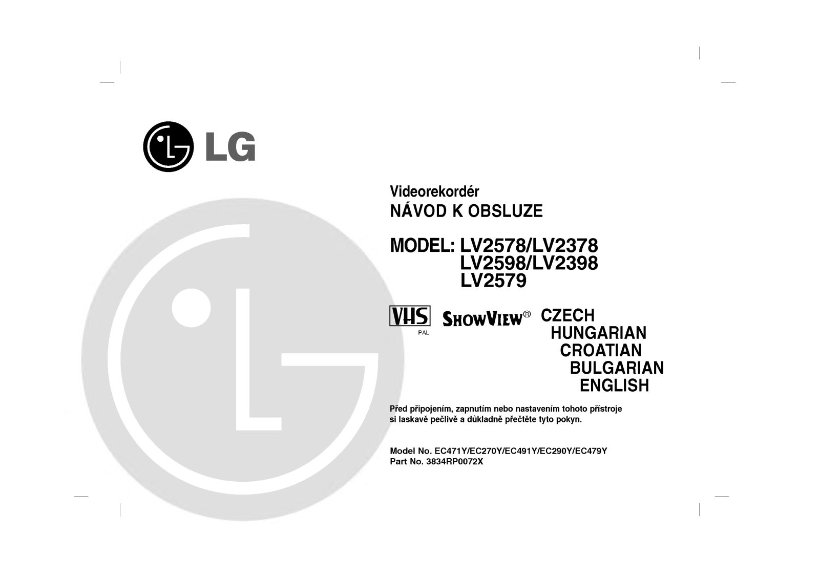 Lg LV2579, LV2398, LV2598, LV2378, LV2578 user Manual