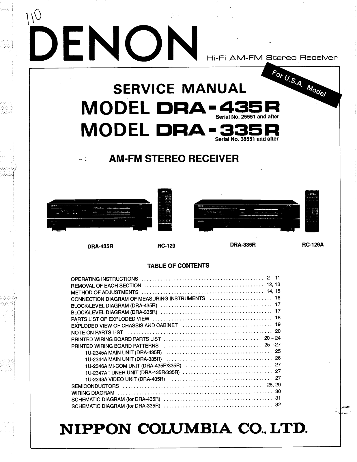 Denon DRA-435R Service Manual