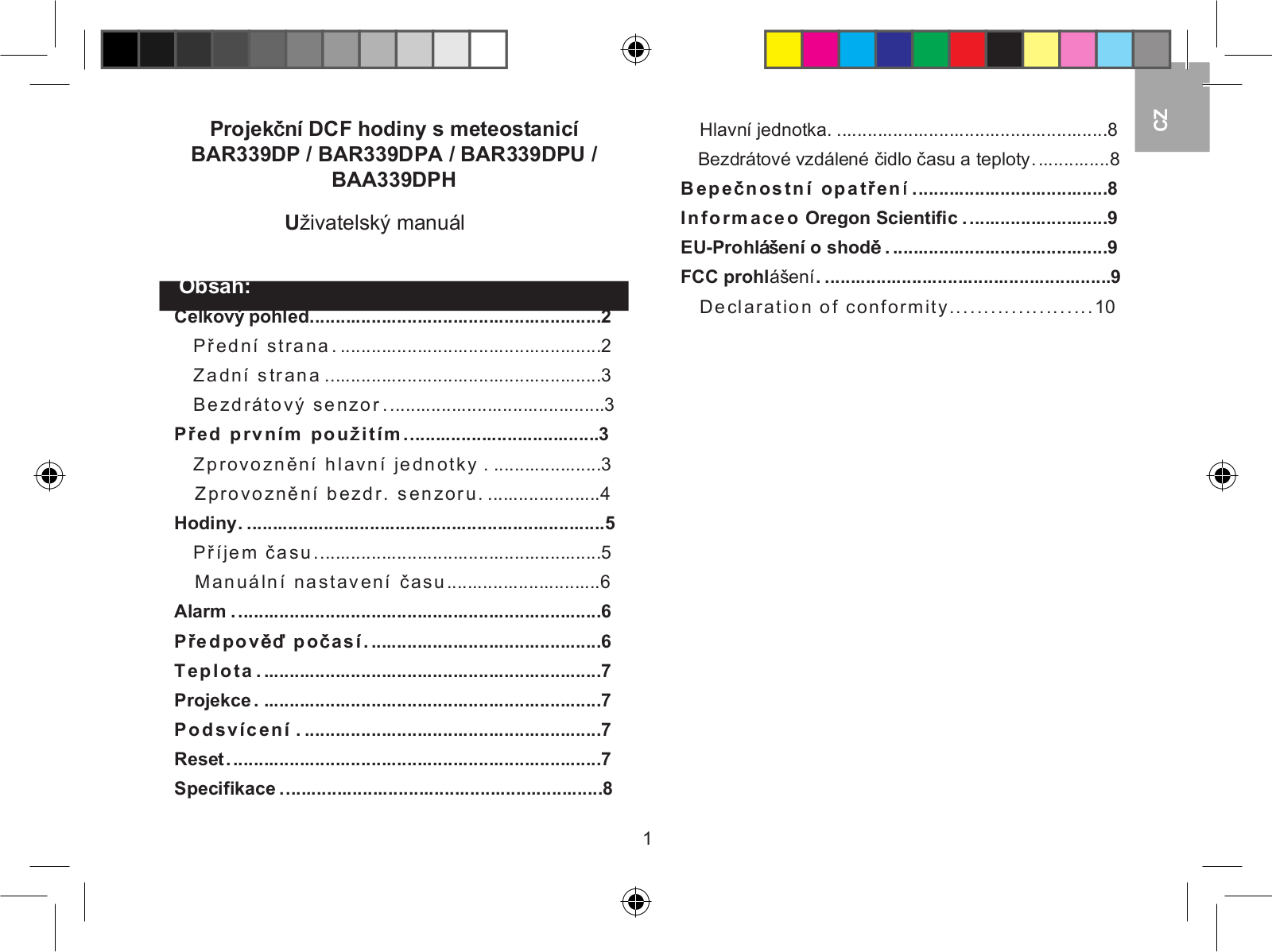 Oregon Scientific BAR339DP, BAR339DPA, BAR339DPU, BAA339DPH User manual