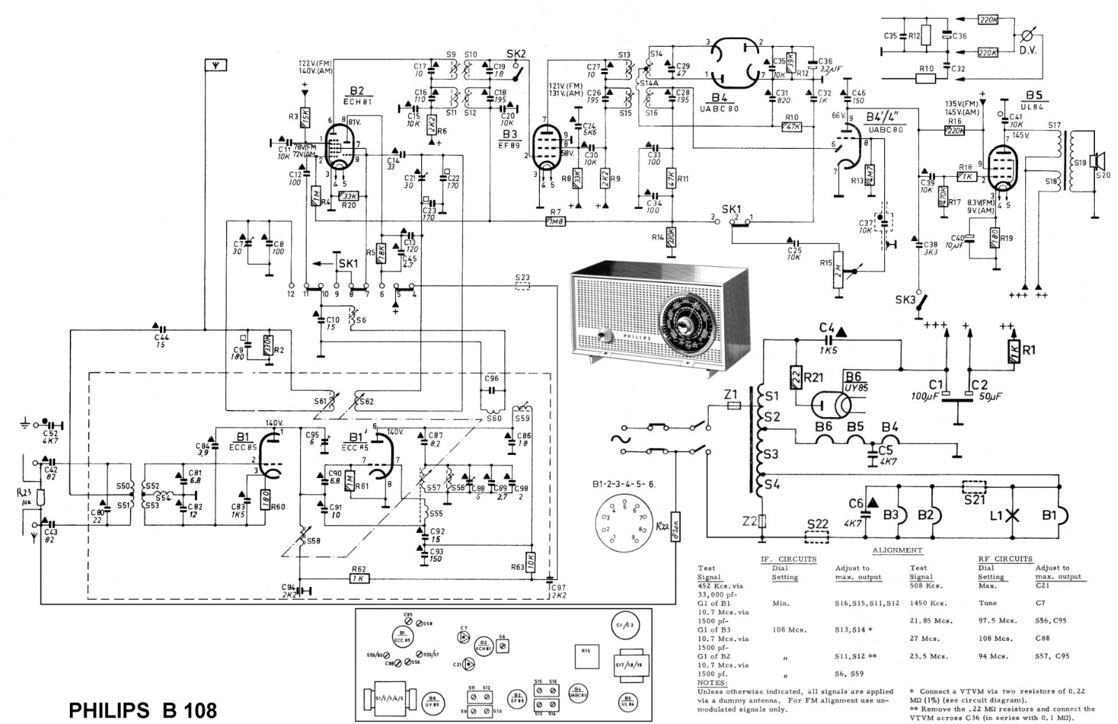 Philips B-108 Schematic