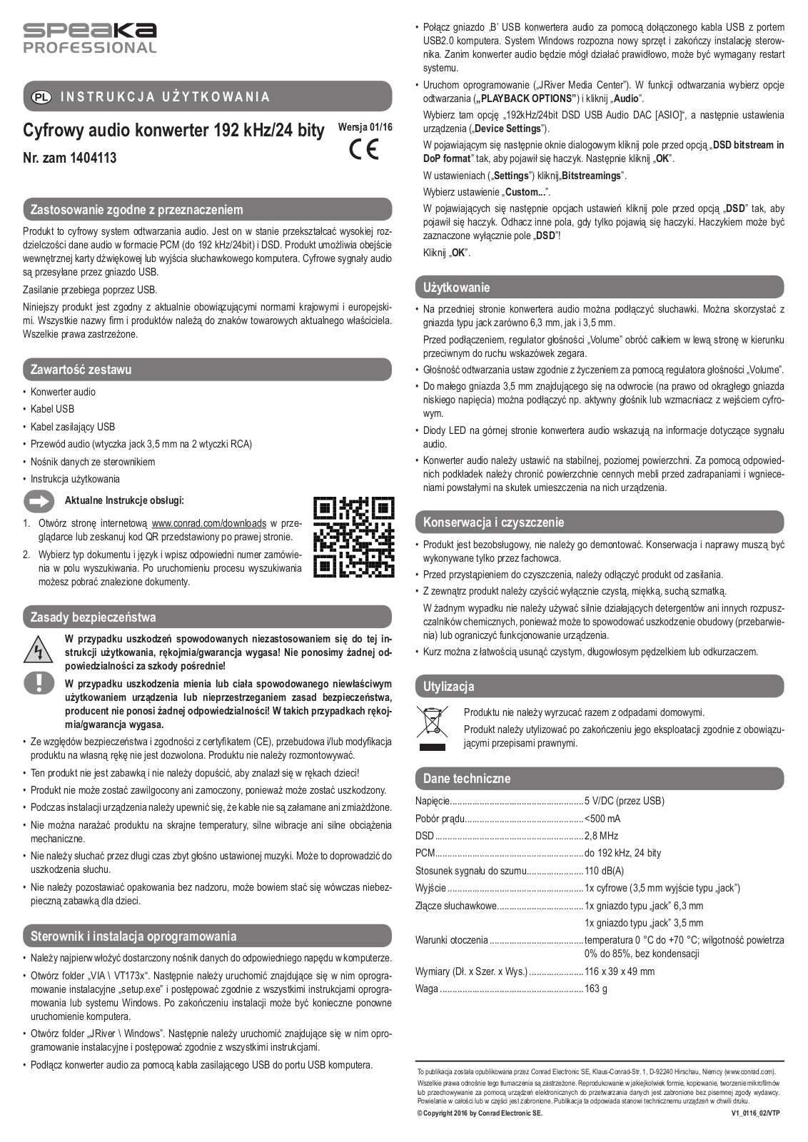 SpeaKa Professional 1404113 Instructions