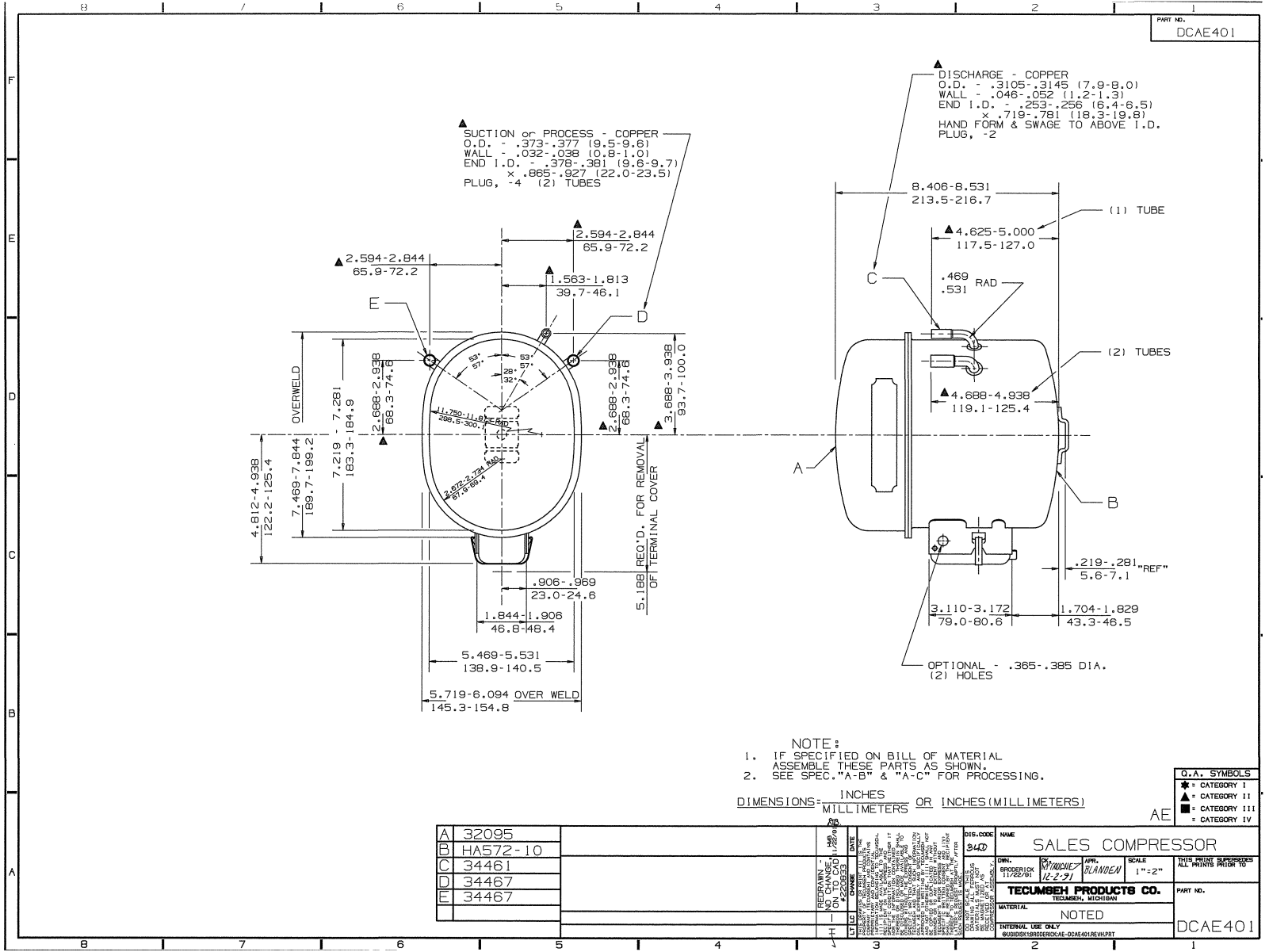 Tecumseh AEA5455EXA, AEA5460EXA, AEA5465EXA, AEA5465EXD Drawing Data